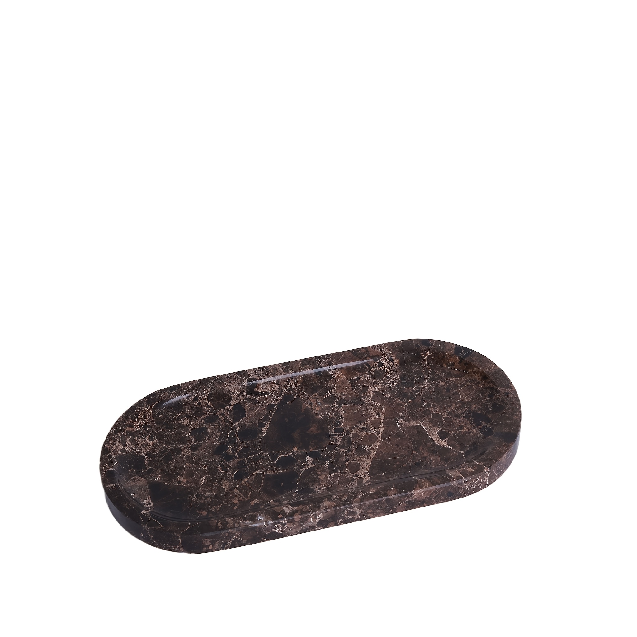 TEMU Natural Marble Vanity Tray Italy Trays For Bathroom Counter, Decorative Jewelry Dish For Small Items, Countertop Storage Organizer For Home