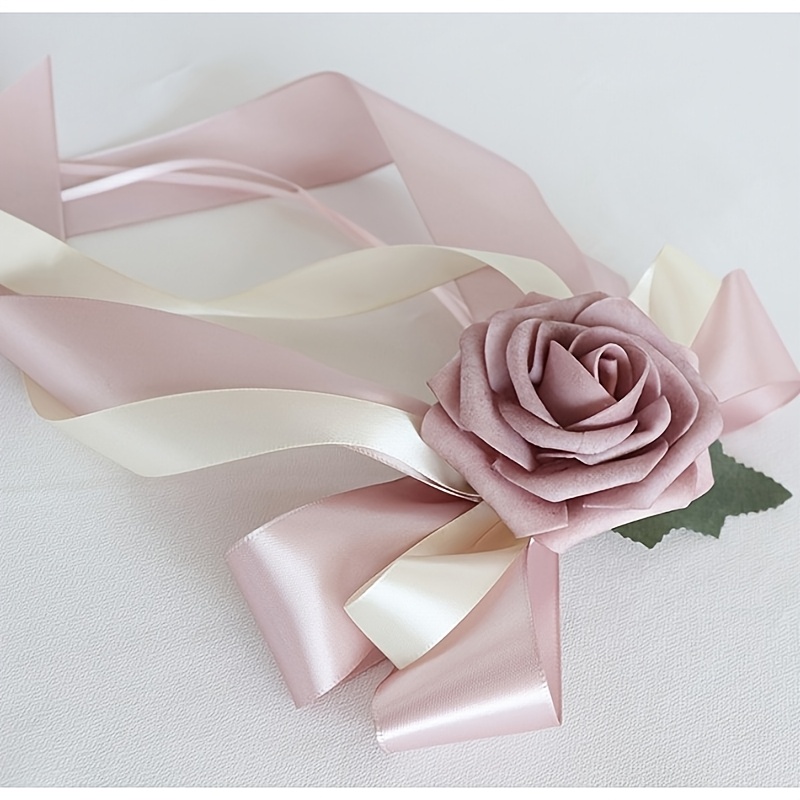 4pcs Artificial Rose Flowers with Green Leaves for Wedding Decor