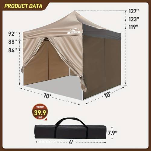 10x10ft up canopy tent with wind waterproof commercial wedding party tents heavy duty outdoor sun shade for events parties camping silver coated top upf 50 4 weight bags beige