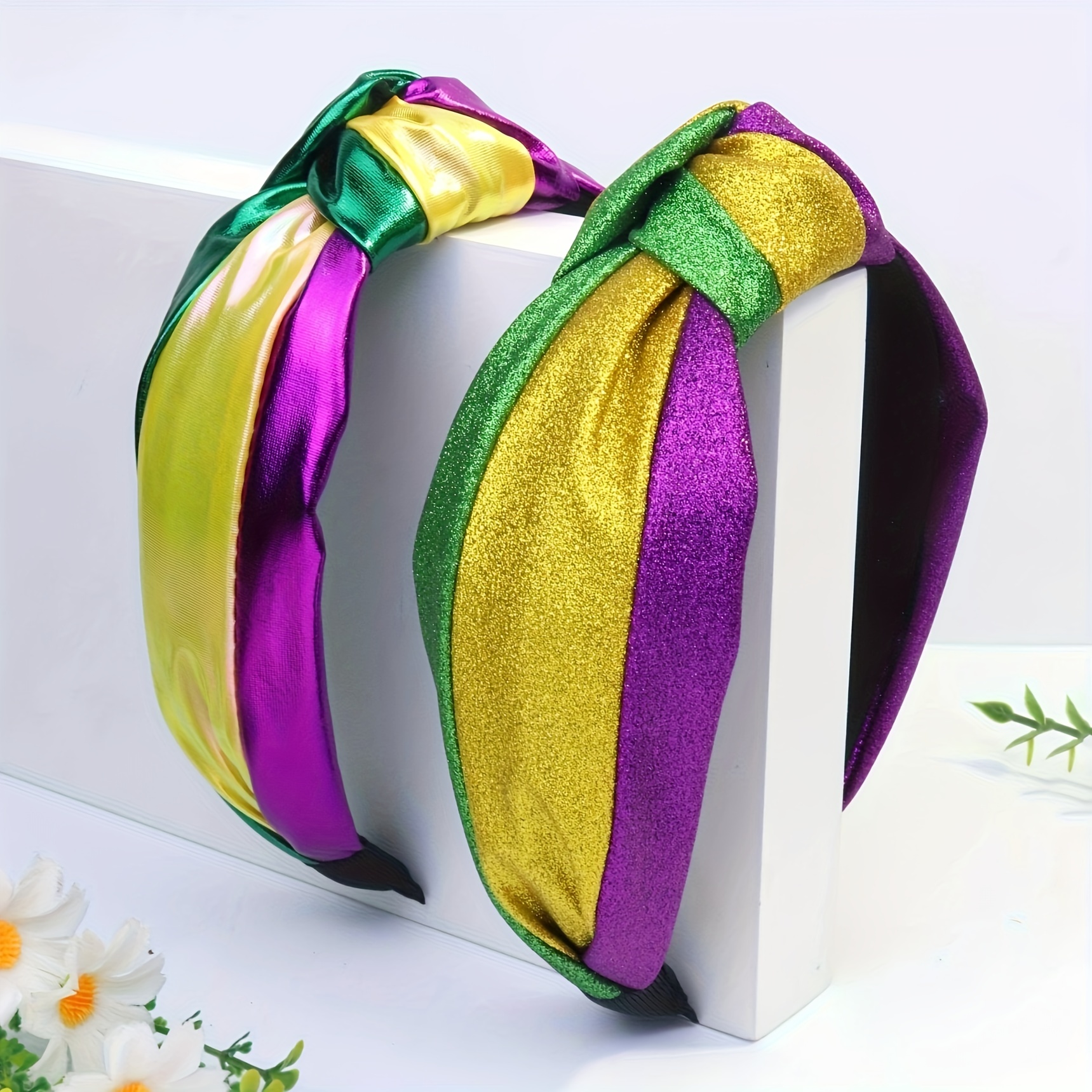 

's Carnival Pu Striped Cute Party Hair Accessory Wide Knot Hair Band