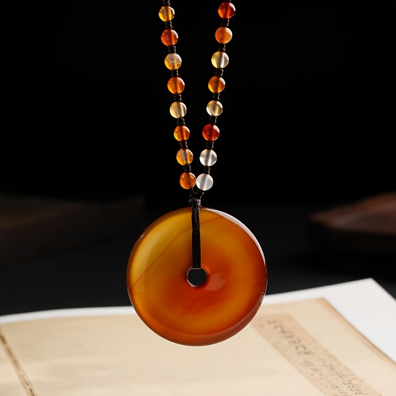 TEMU Cordon de collier en naturelle avec fermoir de sécurité en , chaîne de pull en agate pleine, pendentif simple à fermoir de sécurité vintage,