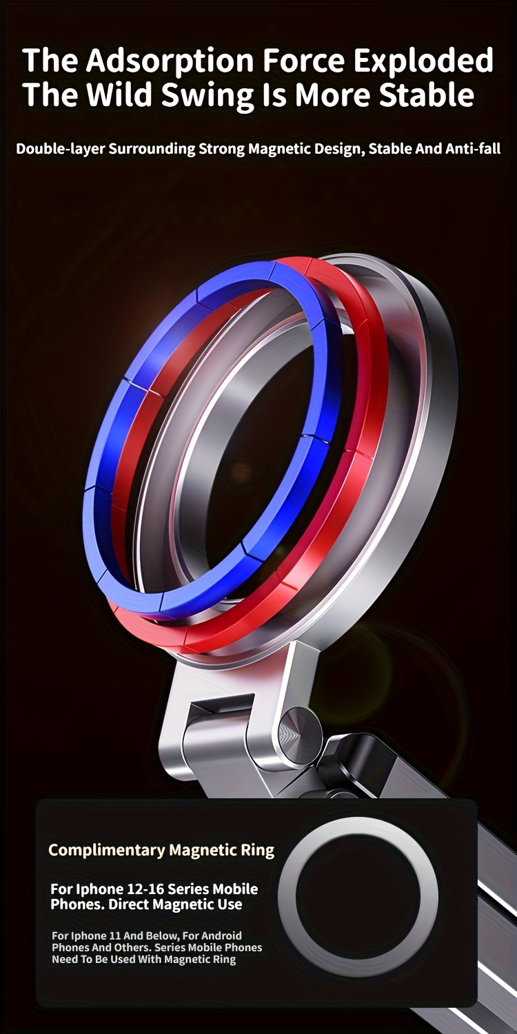 portable magnetic phone holder with 360 rotation foldable design strong suction cup clip for car dashboard desk table hands free adjustable angle for all smartphones no power required   access Product details 7