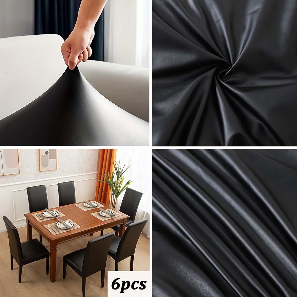 Lot 4 Housses De Chaise Extensibles Noires – Universelles, Lavables, Élastiquées – Salle à Manger, Cuisine, Hôtel, Restaurant