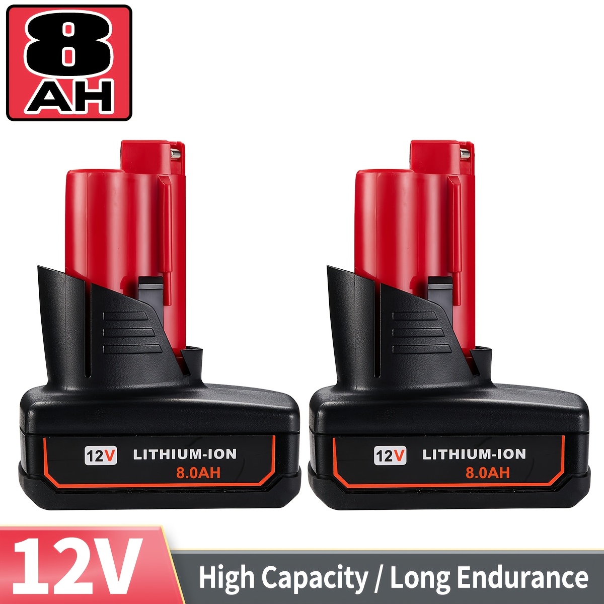 Image of 2 Pack 8.0ah 12v Lithium-ion Replacement Battery Compatible For 12v Battery 48-11-2460 48-11-2412 48-11-2402 48-11-2440 And 12-volt Cordless Tool Battery Packs