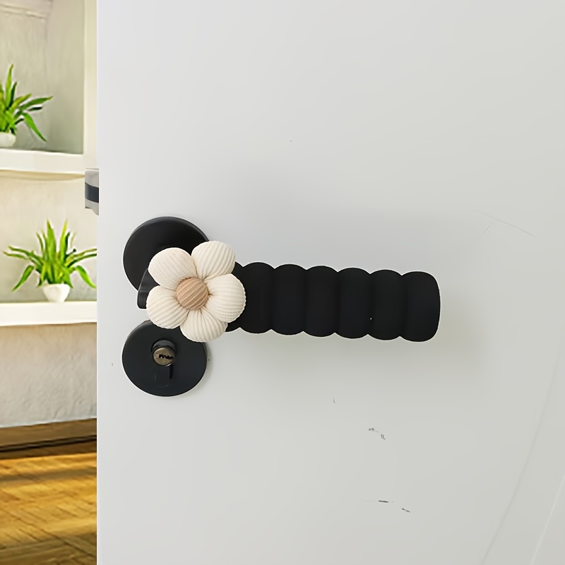 [1 Set (decorative Flower And Door Handle Cover)] Flower-shaped Door Handles, Silent Anti-collision Door Guards, Prevent Wall And Lock Damage, Comfortable Grip