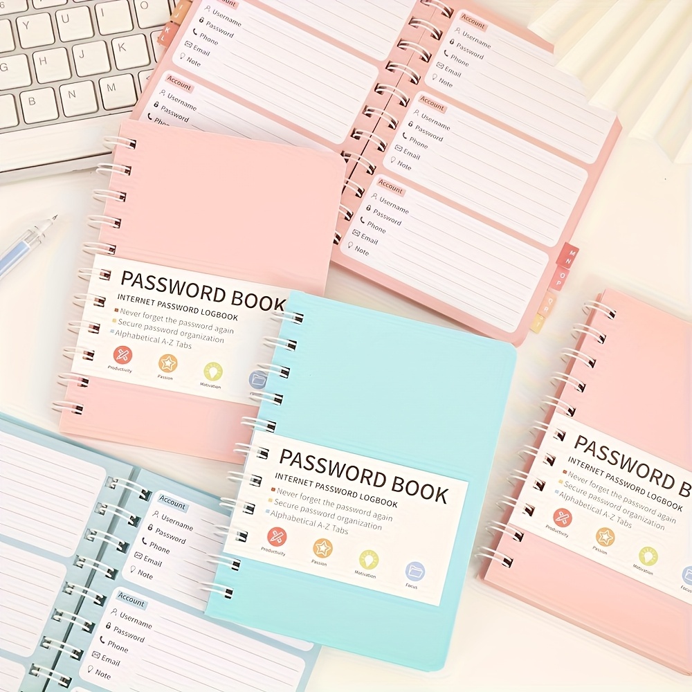 TEMU A Planner With 65 Sheets Designed For Managing, Featuring A Pvc Hardcover And Coil Binding, Along Stickers For To Usernames And, Ideal For Home Or Office Use For Internet And Computer