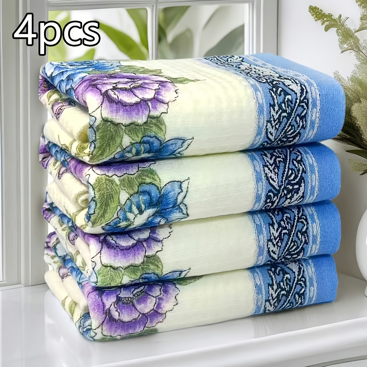 TEMU Ein Set aus vier reinen Baumwolltüchern zum Waschen, hergestellt aus 100% Baumwolle, 400 G/m², mit den Maßen 34*74 cm/13,3*29,1 Zoll und einem