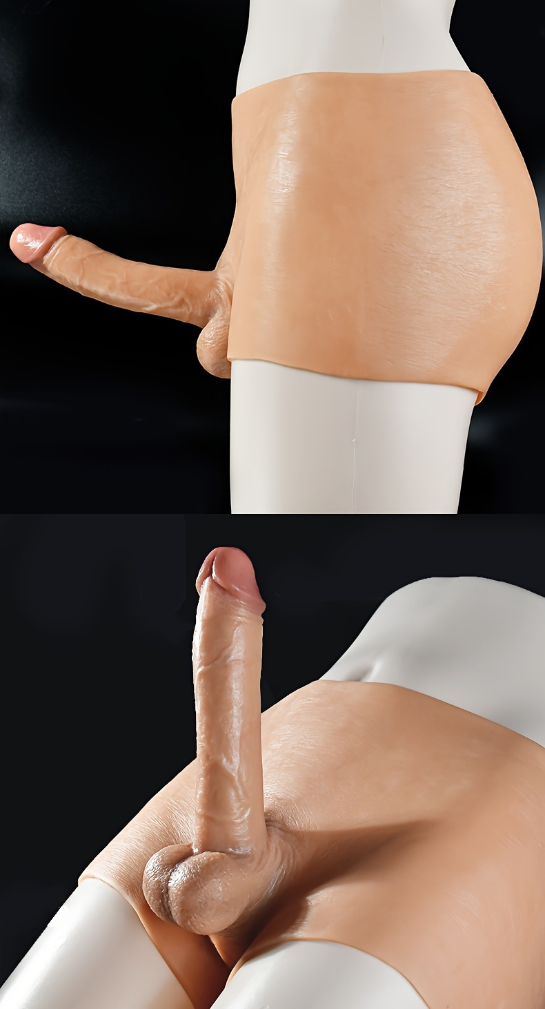 1pc Men's And Women's Piercing Pants, Silicone Integrated Piercing Pants, Hollow Solid Simulation Dildo, Fake Penis Panties, Men's And Women's Joint Pulling Pants, Chunky Simulation Dildo
