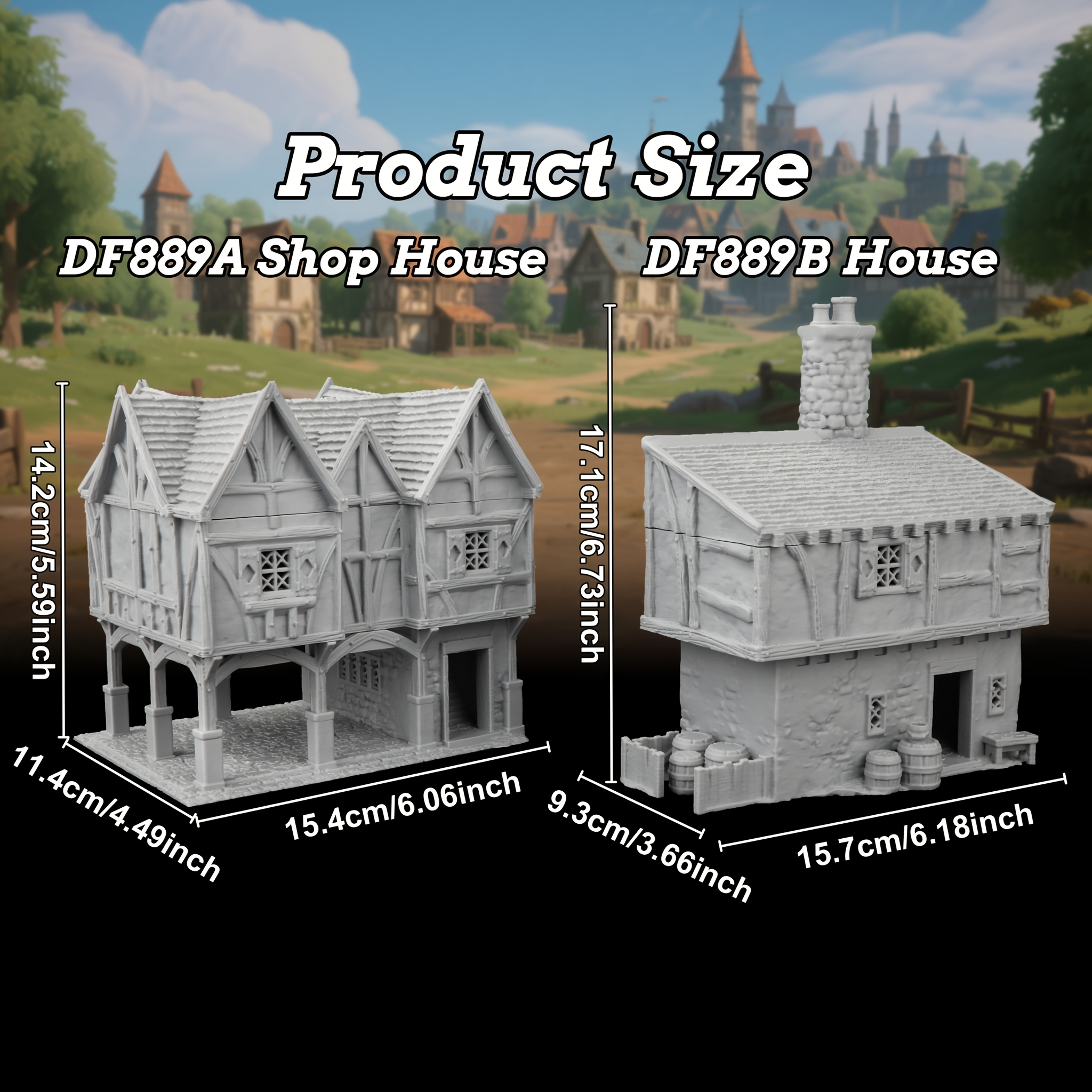 Medieval RPG Terrain, Miniature Shop House Diorama Kit