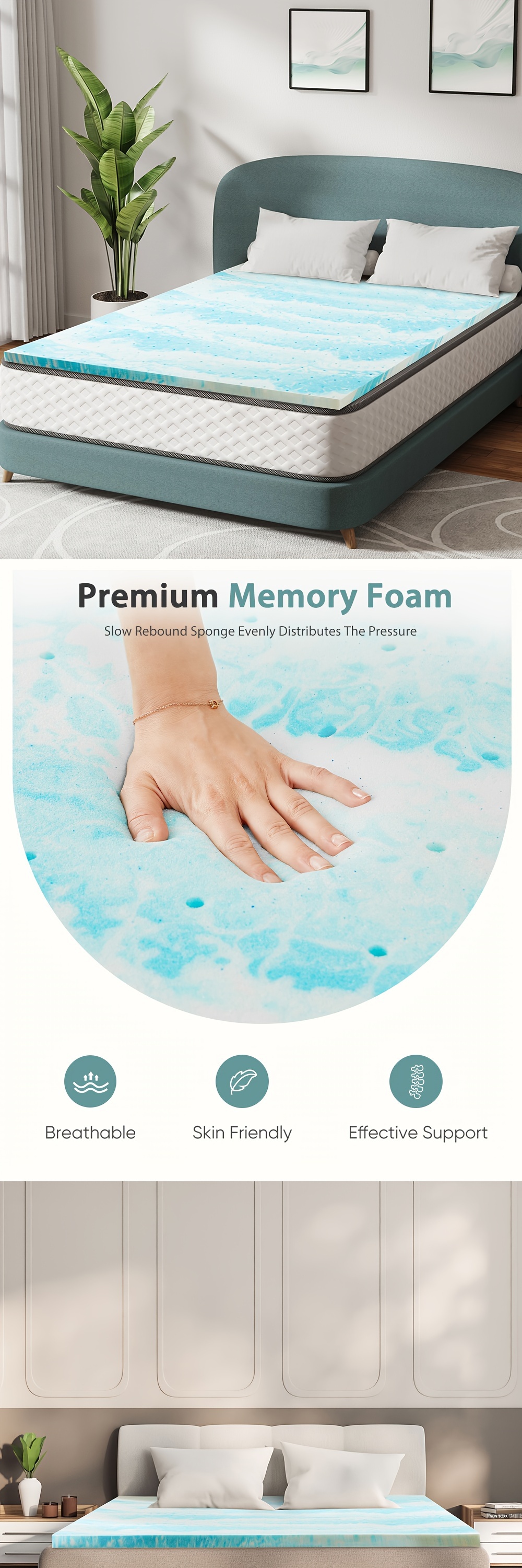 Mattress Topper Cooling Memory Foam Bed Toppers Temu