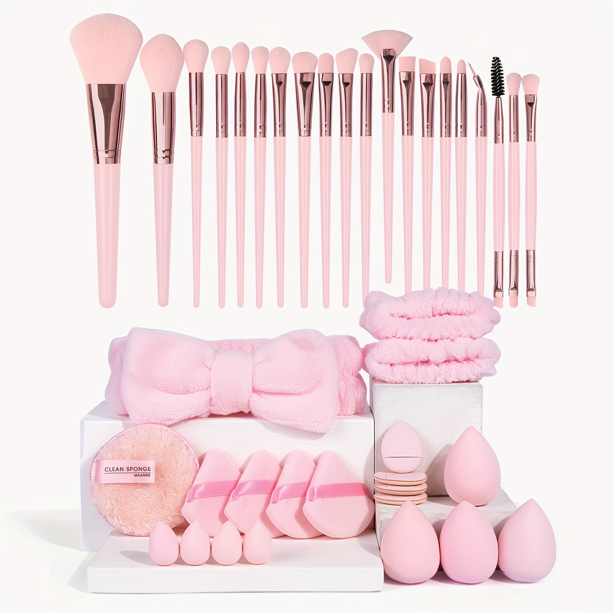 

Maange 20/40pcs Professional Makeup Set, 20 Makeup Brushes, 17 Powder Puff Set, Hair Tie -piece Set, Foundation Brush, Eyeshadow Brush, Eyeliner Brush, Travel Portable Brush Set, Christmas Gift Set