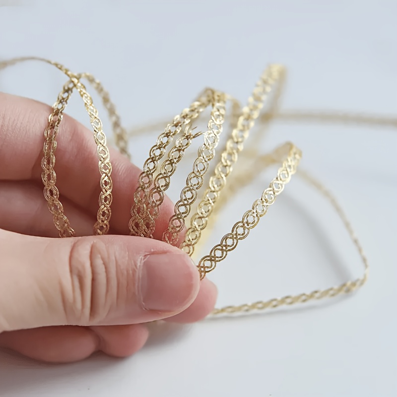 Image of - 4 Millimeters / 0.16 Inches. Golden And Silver Shiny Trim, Sewing Material. Perfect For Use In Clothing Decoration