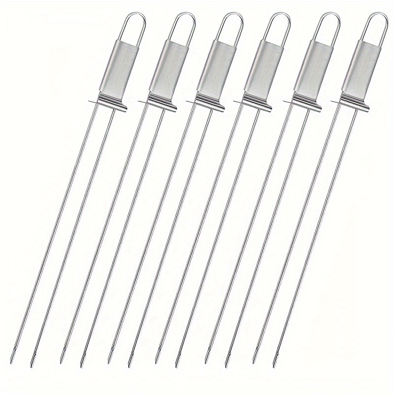 Stainless Steel Bbq Skewers With Slider Reusable For Outdoor Grilling