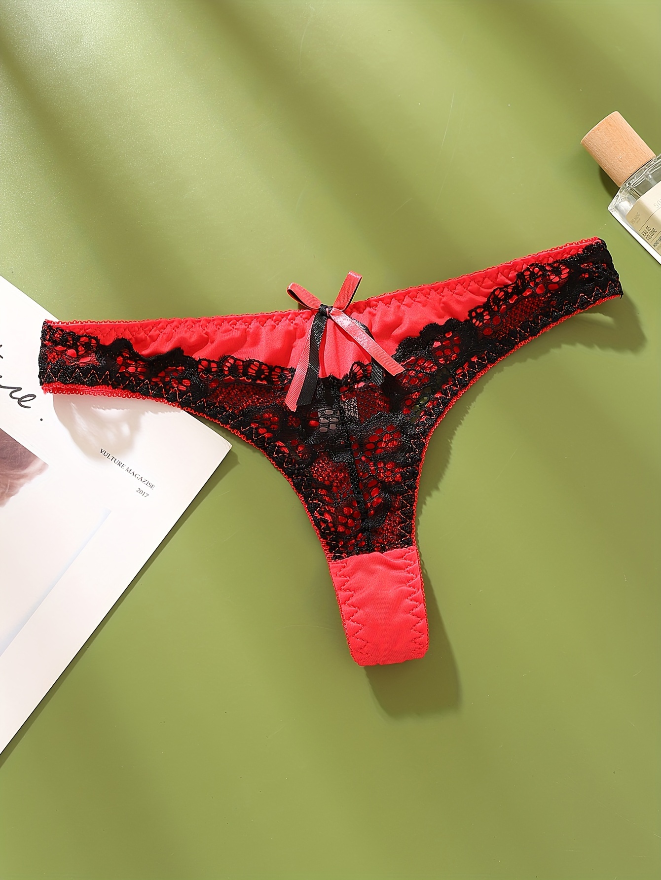 Damen String rosa Spitze