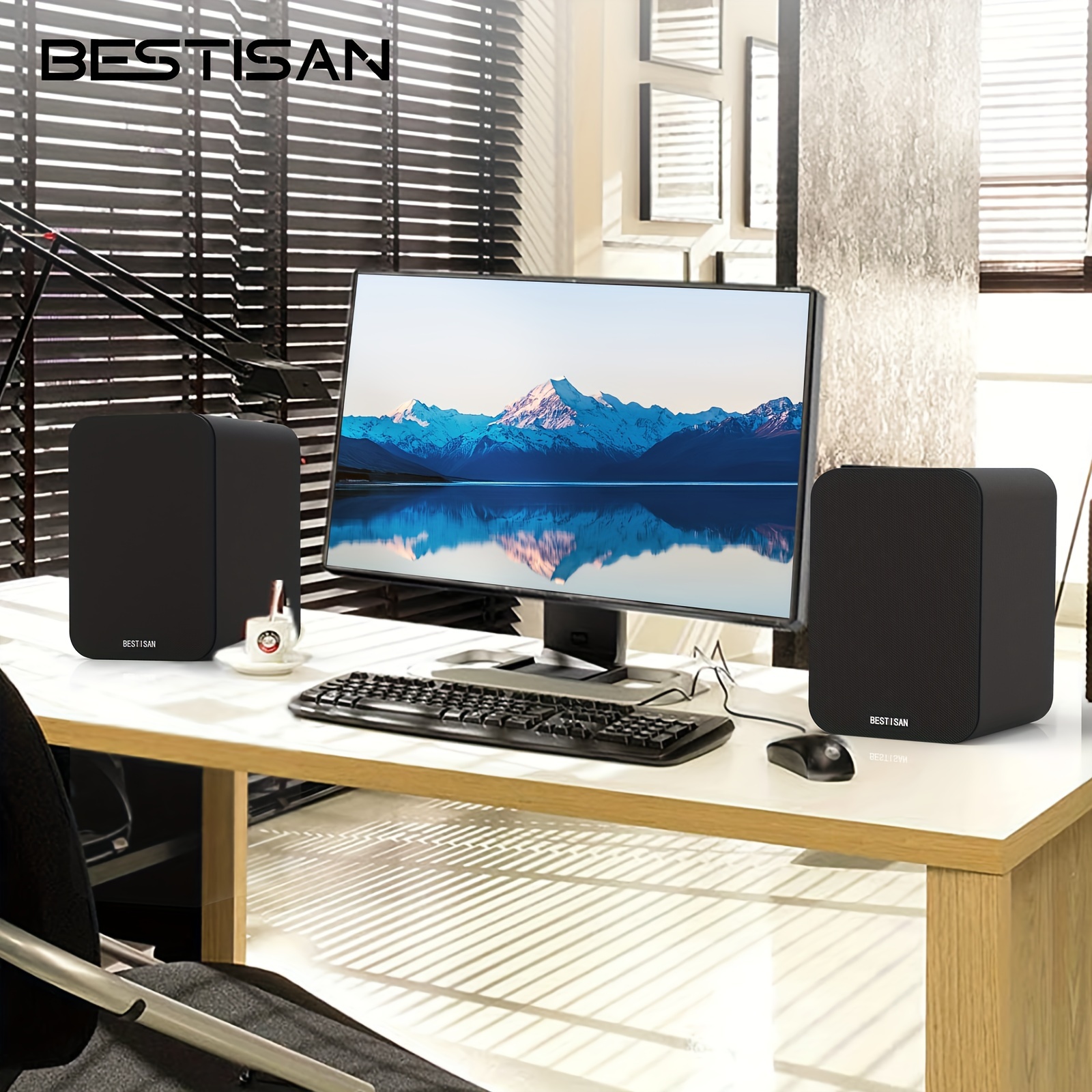 

Bestisan Sr04 Bt Bookshelf Speakers For Record Player, Powered Studio Speaker For Tv With Woofer, Horn Tweeter, And Optical/rca/coax Inputs