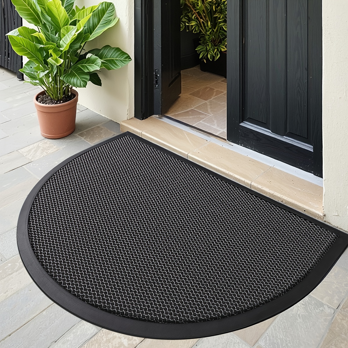 Half Round Welcome Door Mat, Non-Slip Indoor Rug