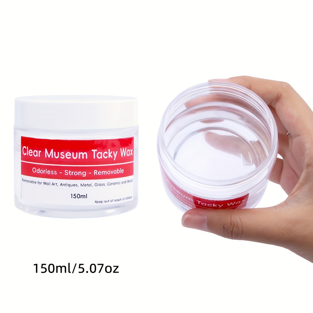 

Clear Museum Tacky Wax, Strong Adhesive Putty For Wall Art, Antiques, Metal, Glass, Ceramic And Wood, Odorless & Removable – 30ml/150ml Multipack