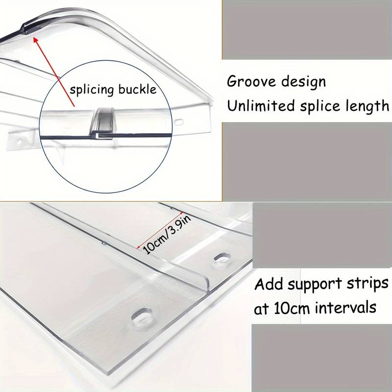 Auvent De Porte Transparent En Polycarbonate 3,5 Mm - Anti-UV, Pluie, Neige - Personnalisable