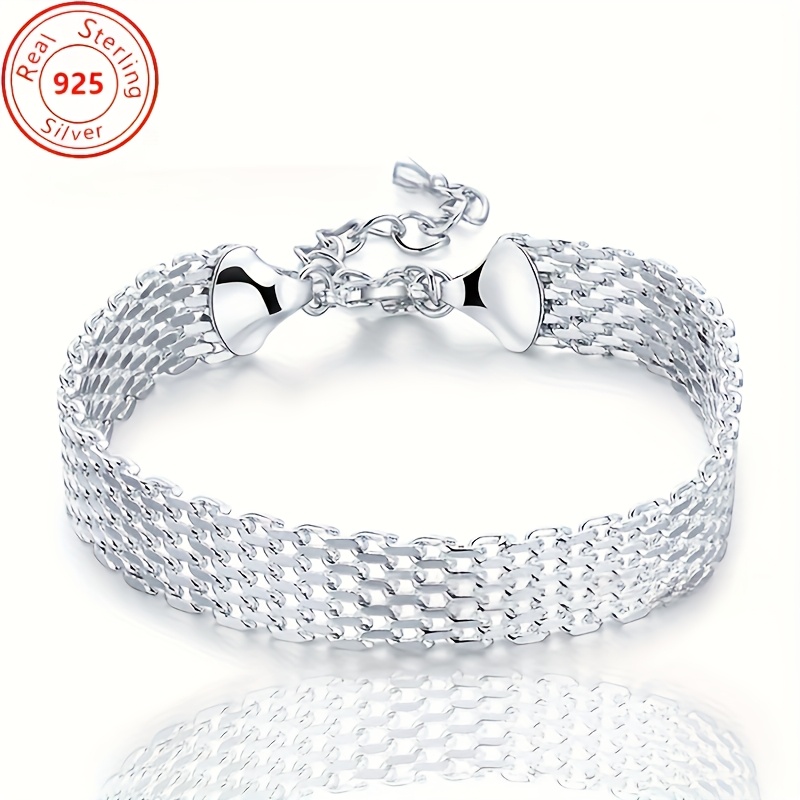 10mm S925 Sterling Silvery Braided Bracelet