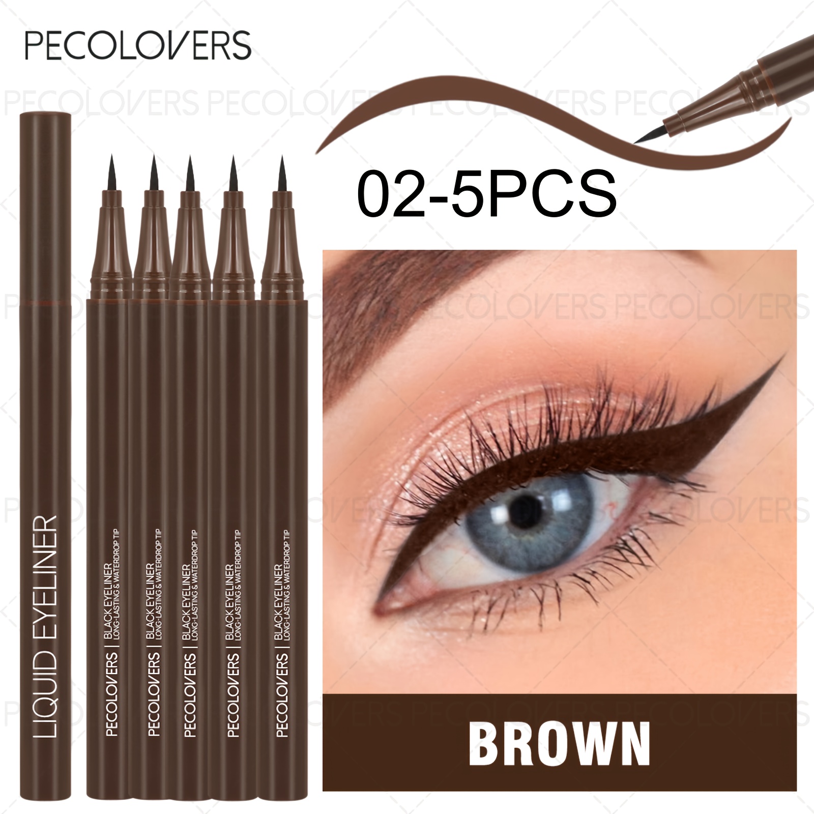 5pcs Smudge Long-lasting Eyeliner Penwaterproof Brown Liquid Eyeliner Pens Beginner Friendly Quick-drying Eyeliner