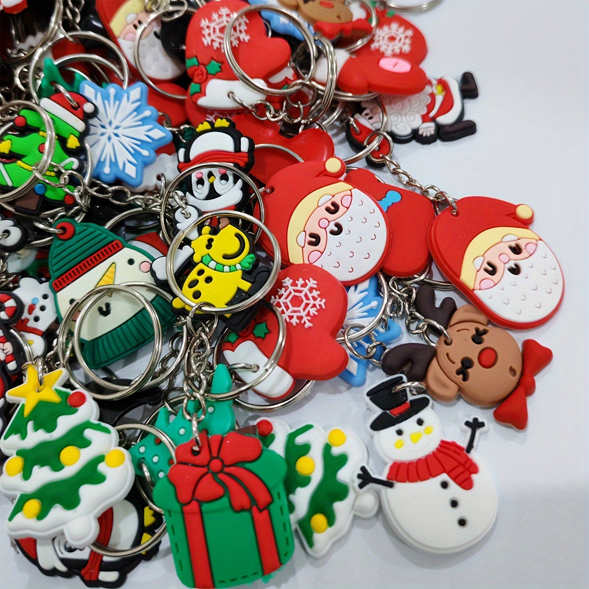 popular   45pcs christmas cartoon keychain set mixed designs pvc key rings for party favors and back to school gifts details 3