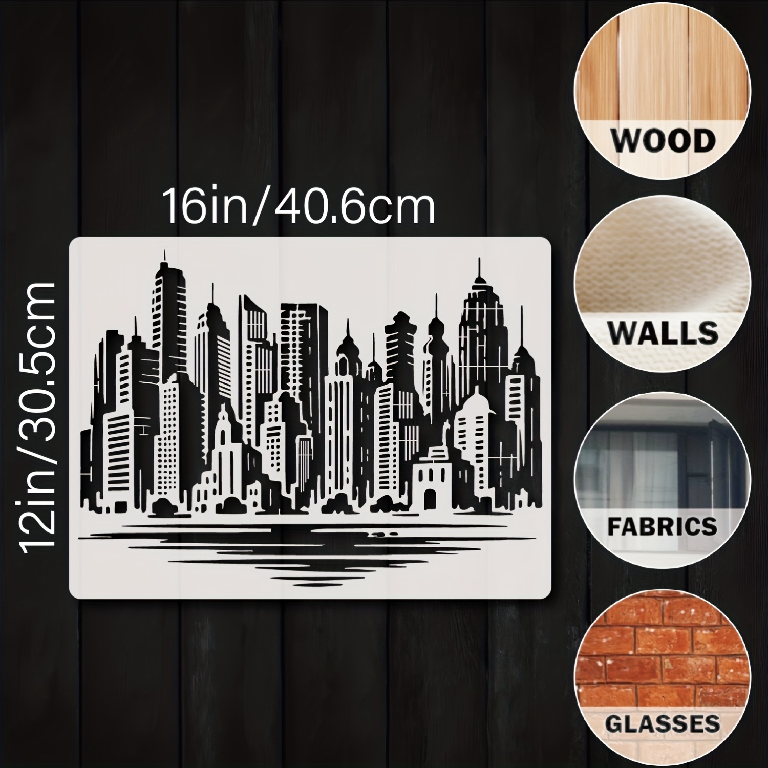 Modern Template, 40.64 X 30.48 Cm - Architectural Painting Stencil, Made Of Durable Plastic, Suitable For Architectural Art And Design | Modern Cityscape, Craft Stencil, Large Size Template