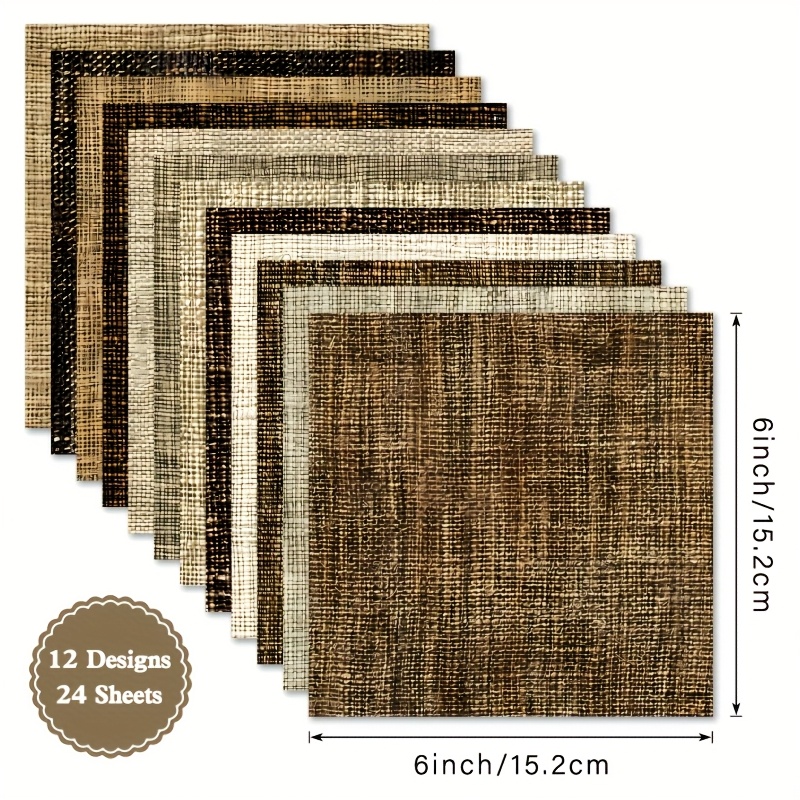 Alinacraft 24 Sheets 6"x6" Paper Pad Brown Cloth Paper For Decorative Craft Scrapbooking Album Diy Handmade Cards Greeting Card Making Holiday Gifts - Alinacutle
