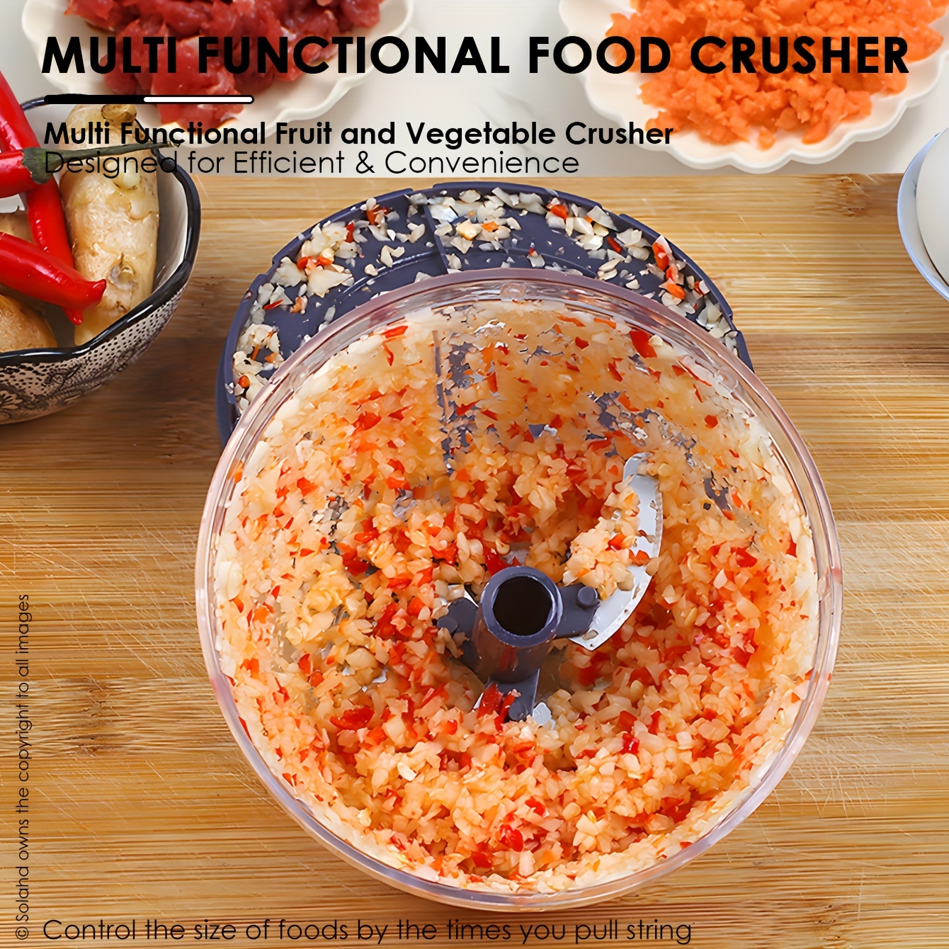 1pc Stainless Steel Garlic Maker | Effortless Manual Food Processor & Multi-Chopper - Portable Hand Pull String Design for Quick Onion, Garlic, Vegetable, Fruit, Nut & Herb Slicing - Durable, Kitchen Essential Additions