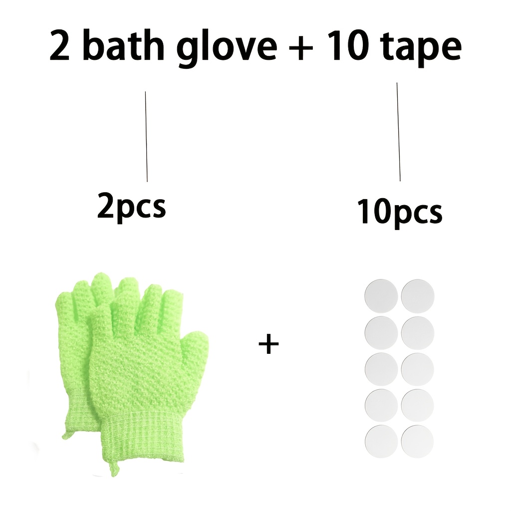 TEMU Exfoliating Bath Gloves, Double-sided Body Scrubbing Gloves, Polyester Textured Fabric, Dead Skin Remover And Skin Cleaning Tools, Suitable For