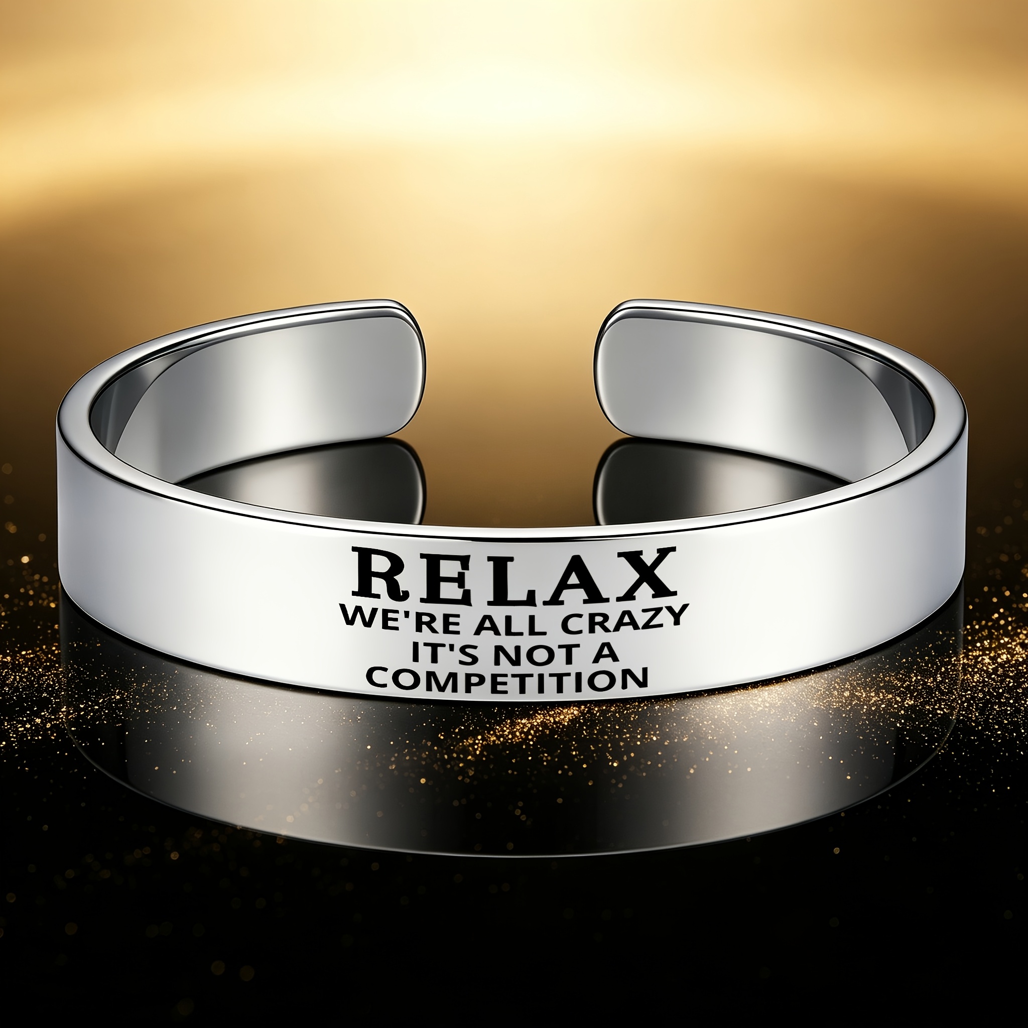 Sporty Style 304 Stainless Steel Open Bangle Bracelet