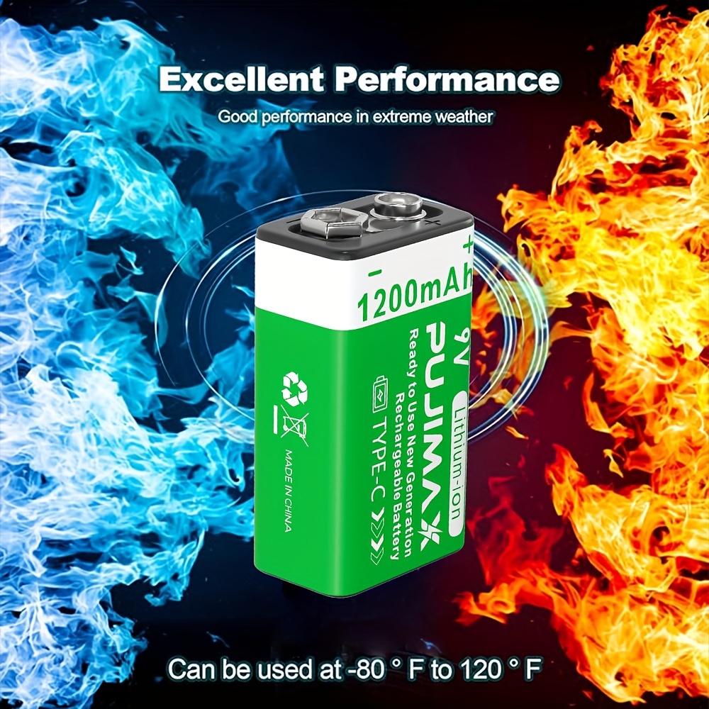 

4/2 PUJIMAX 9V Batteries rechargeables au -C, , durables, jouets, compteurs, sonnettes, multimètres, microphones, batterie rechargeable la