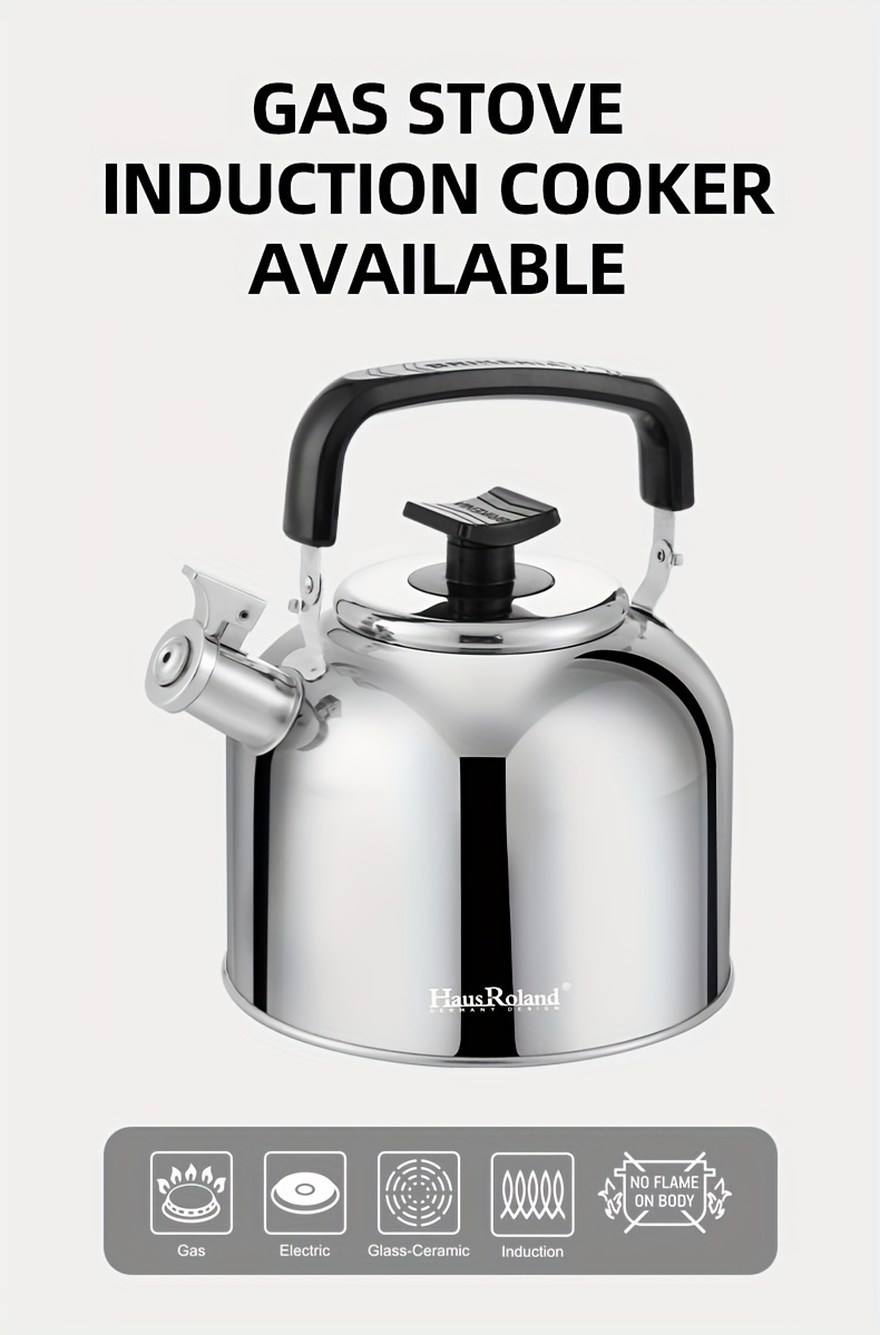 1pc stainless steel whistle kettle 4l 4000ml capacity classic teapot for gas stove electric magnetic stove and ceramic stove reusable and easy to clean details 1