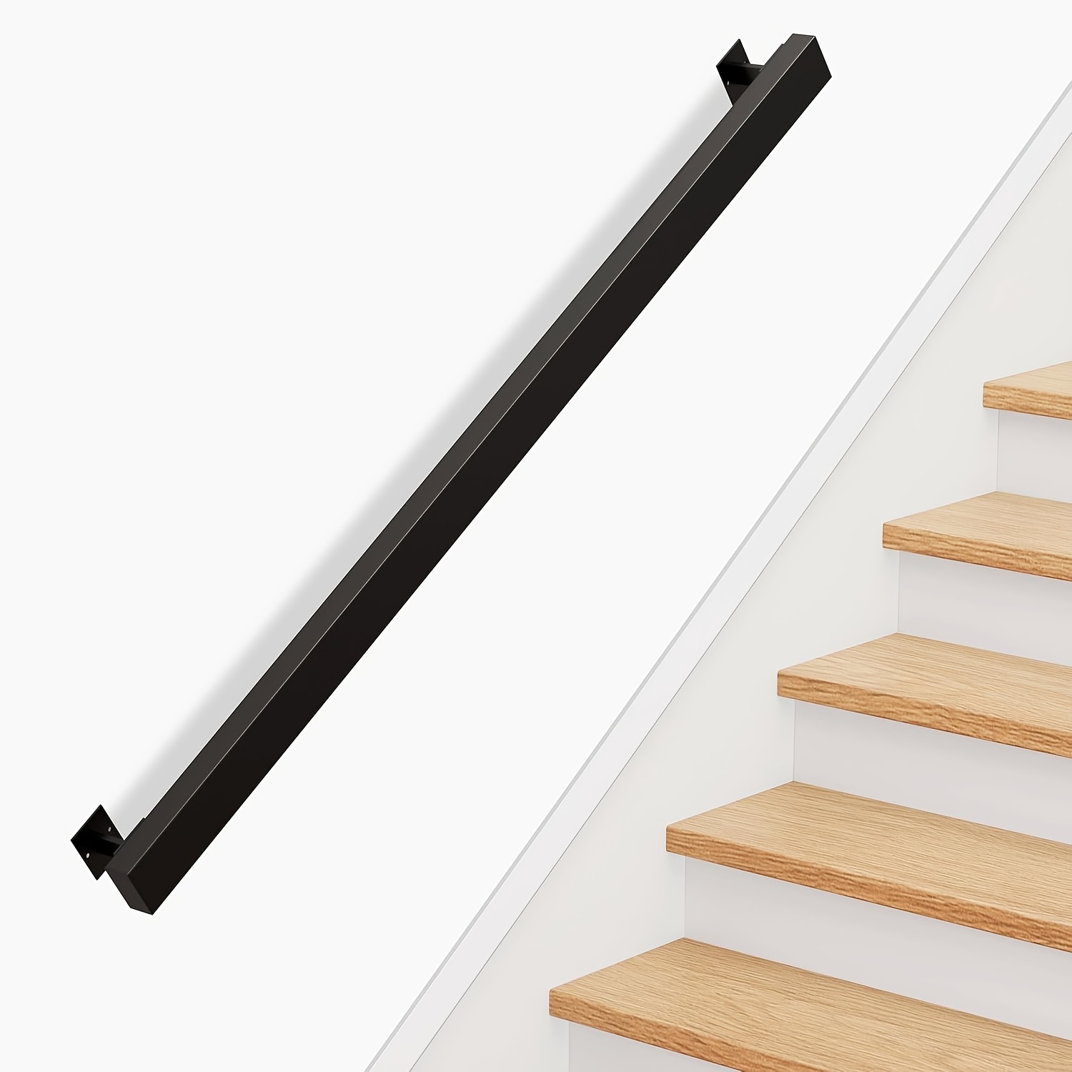 Laiptų turėklas 60 cm, prie sienos montuojamas laiptų turėklas, metalinis prie sienos montuojamas laiptų turėklas, skirtas naudoti lauke ir viduje, juodas prie sienos montuojamas laiptų turėklas, turėklas laiptams ir balkonams