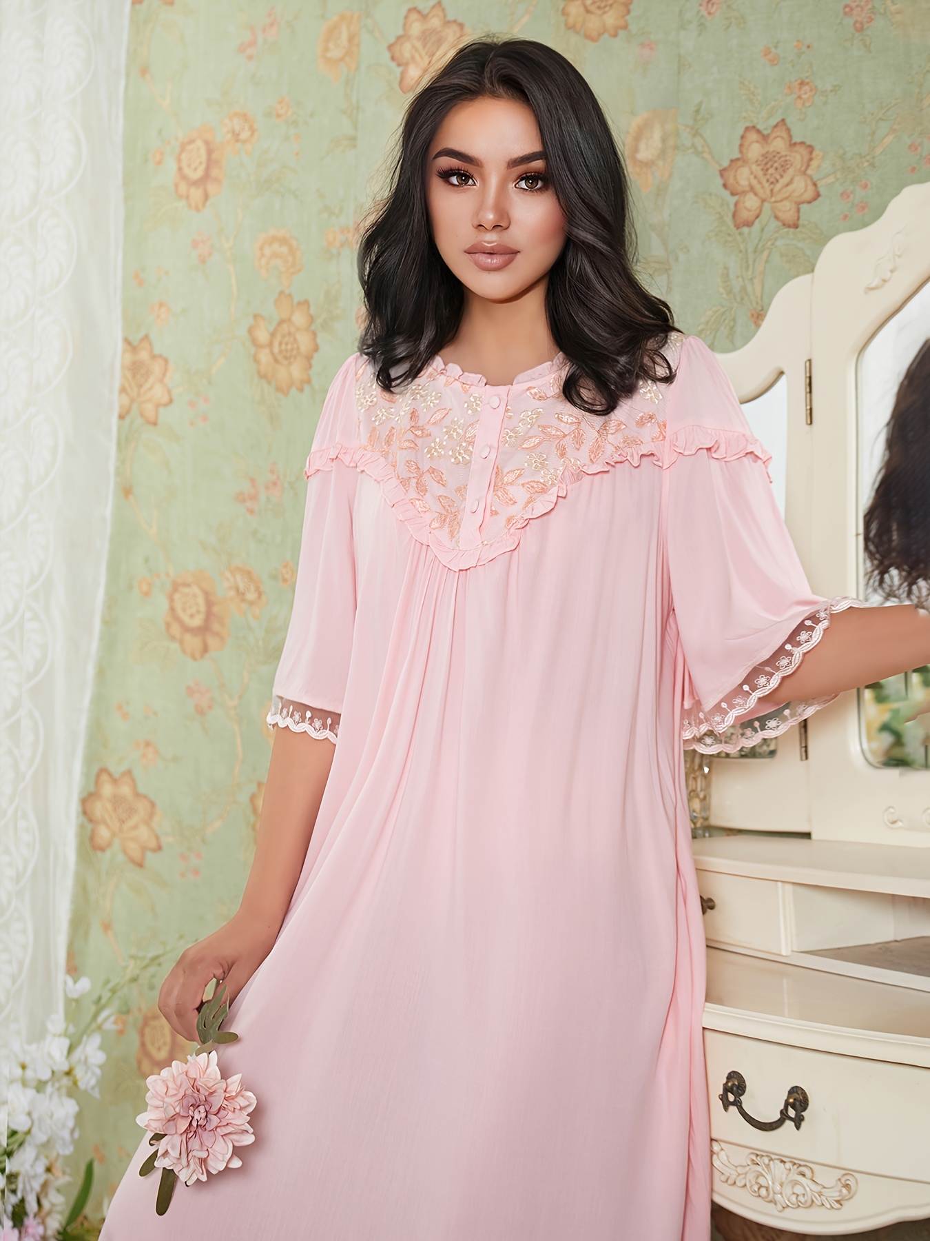 sachin and babi light blue dress White 100% Cotton Embroidered Nightgown Nightdress main image 0