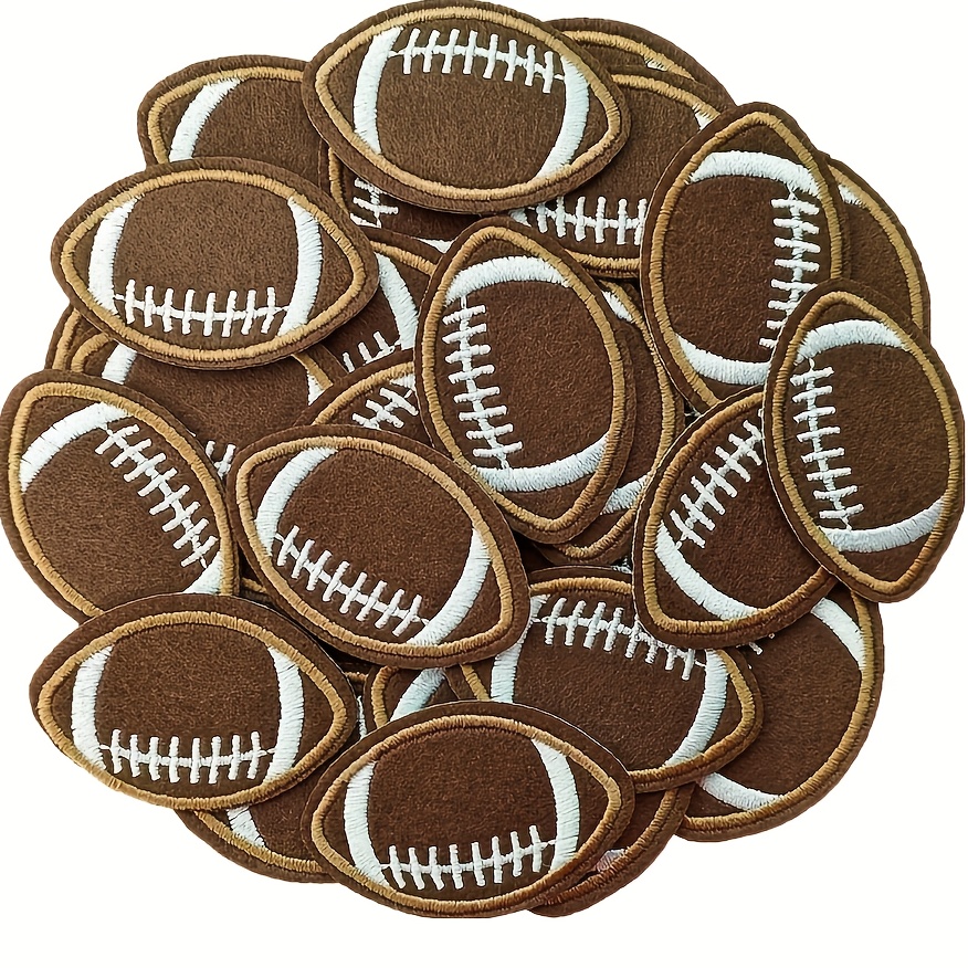 

20pcs Football Iron-on Patches, Embroidered Sew-on Appliques For Clothing, Hats, Jeans , Assorted Colors - Black, Blue, Coffee