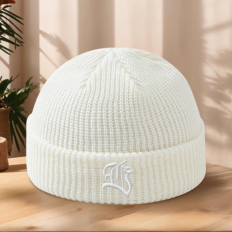TEMU Bonnet MAKEFGE à haute élasticité avec lettres brodées - Bonnet d'hiver chaud bord adapté au ski, au camping, à , à la des oreilles, à sommet