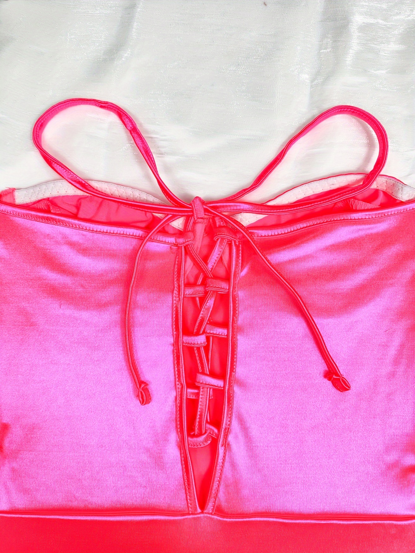 Hot Pink Satin Corset Bodysuit