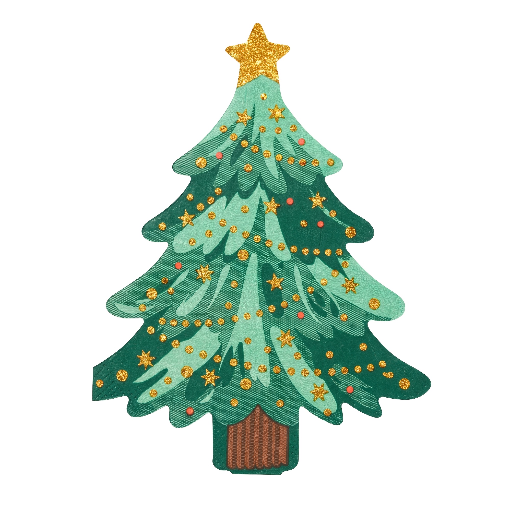 TEMU 16pcs Pack 16pcs Large Thick Christmas Tree Napkins Suitable For Holiday Party Table Decorations, Disposable Tree-shaped Tissues With Golden