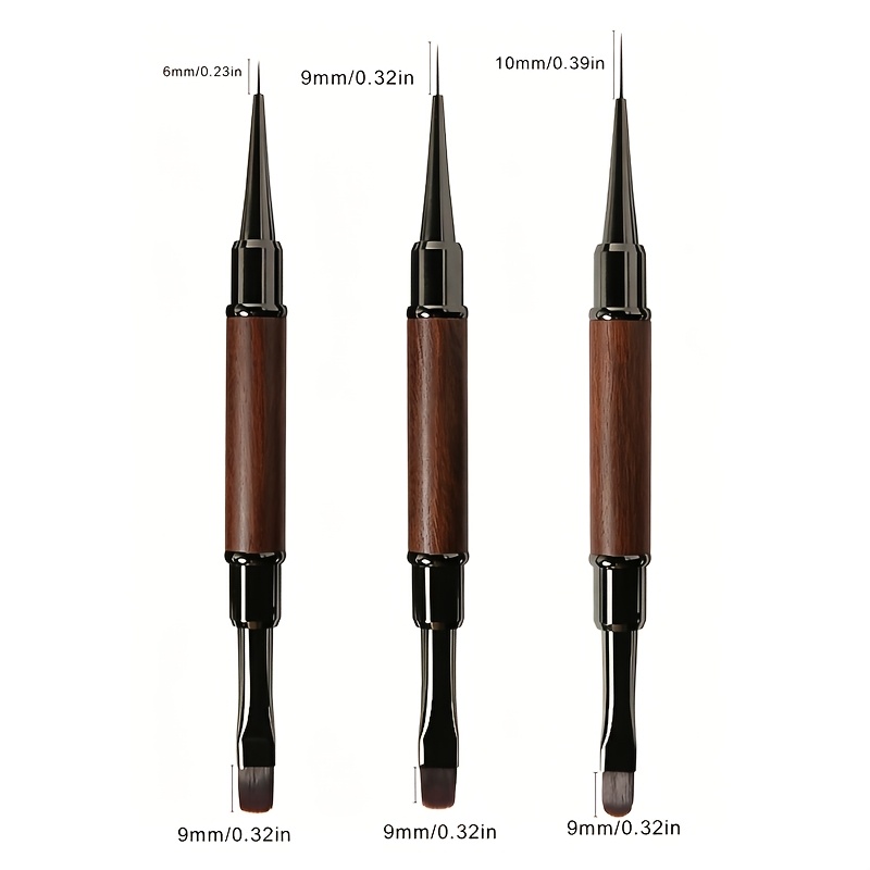 3pcs Nail Art Brush Set with Wooden Handle for Fine Designs