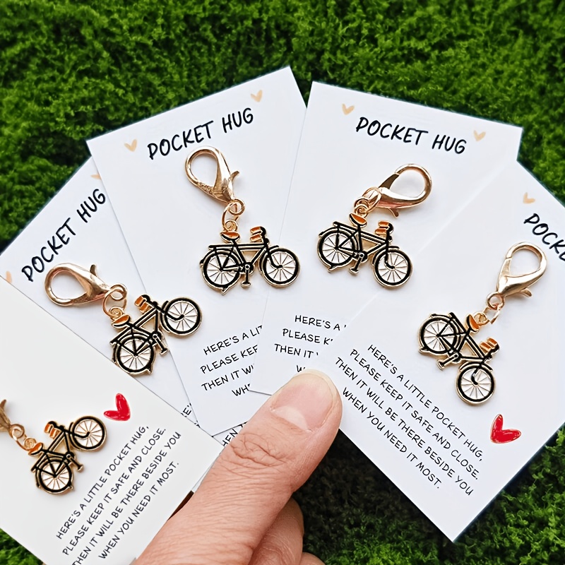 TEMU 1 Set/5 Set di Simpatici Mini Portachiavi a Bicicletta, con Biglietti Ispiratori, per gli Appassionati di Sport e gli Cari. Adatti Come Piccoli