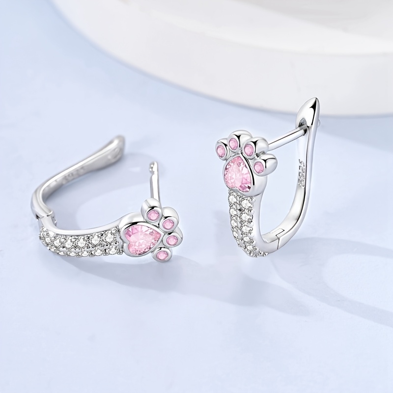 Women's S925 Sterling Silver Cute Paw Earrings