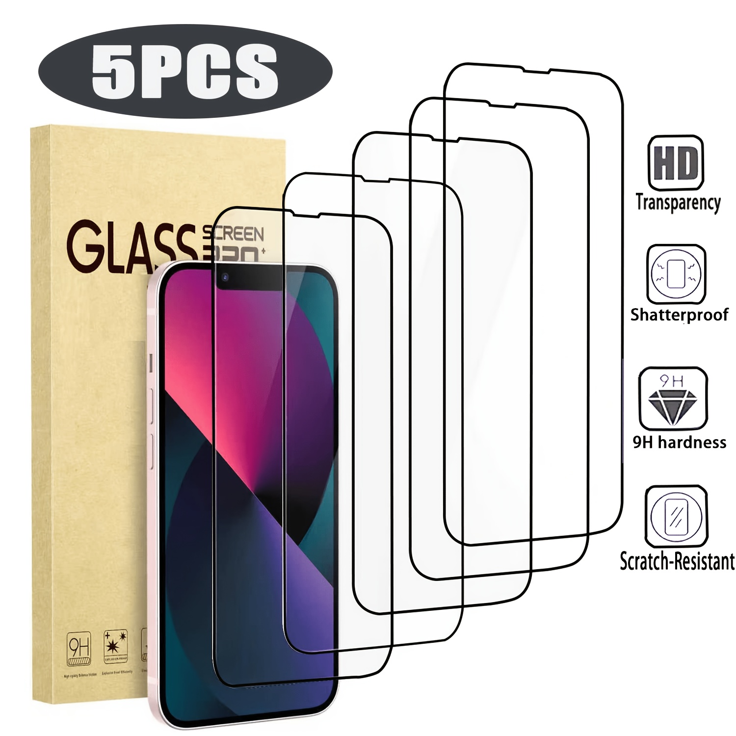 TEMU 5pack Screen Protector For Zte [9h Hardness][]