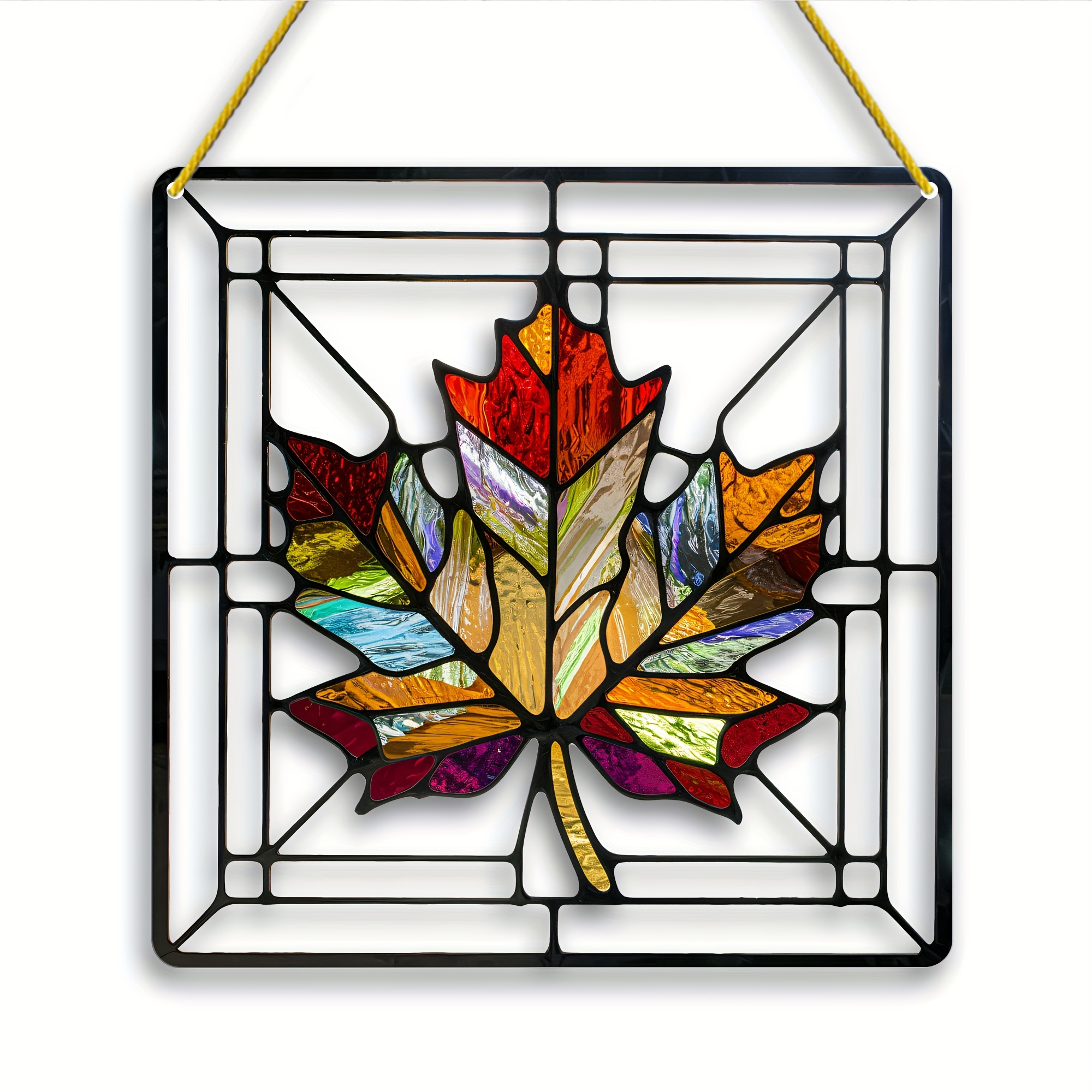 

1pc, Maple Leaf Suncatcher, Acrylic Sun Catcher, Fall Decorations (8"x8"), Window Hanging Art, Stained Window Garden Decor, Birthday Gifts, Farmhouse Decor, Wall Decor, Home Decor