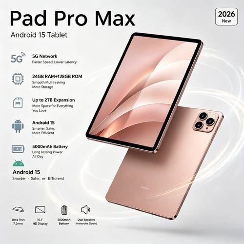 15 new 2026 tablet features 1 inch large screen and 1280x800 ips display core cpu 24 6 18 gb and 128 gb rom 2 tb expandable 13mp and 5mp cameras long supports l1