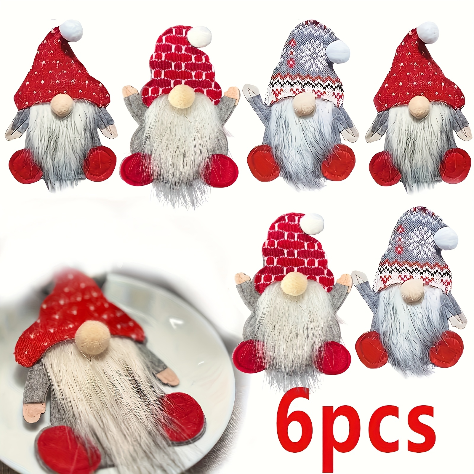 TEMU 6pcs Halloween Red And Gray Dinnerware Set, Faceless Dinnerware Bag, Fork Set Storage Bag, Kitchen Organizer, Party Dinnerware, Christmas