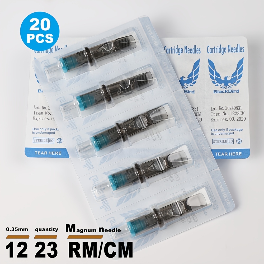 A Set Of 20 Tattoo Ink Cartridge Needles, Disposable Tattoo Needles Rl Rm Rm M1 M1 Standard Round Liners, Designed For And Beginners In Tattoo Art.