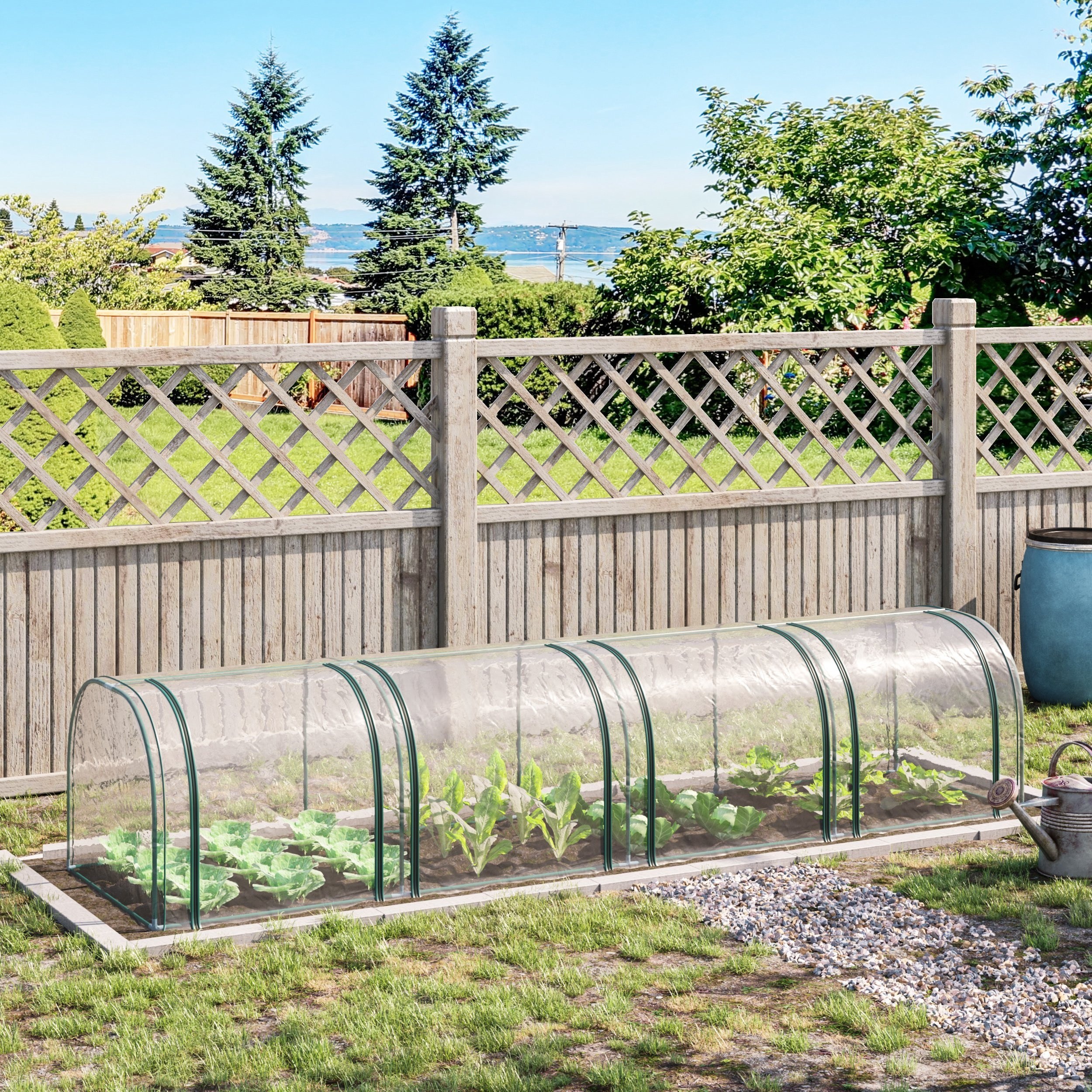 

Outsunny 13' X 3' X 2.5' Mini Greenhouse, Portable Tunnel Green House With Roll-up Zippered Doors, Uv Waterproof Cover, Steel Frame, Clear