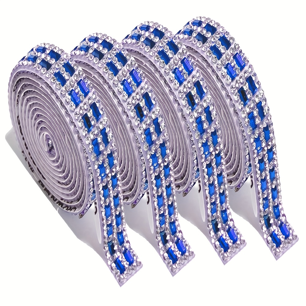 E-shop 4 Rollen Selbstklebende Strassstreifen, Strassband Glasaufkleber für Basteln, Strassband Bling Synthetischer Edelsteinaufkleber für DIY
