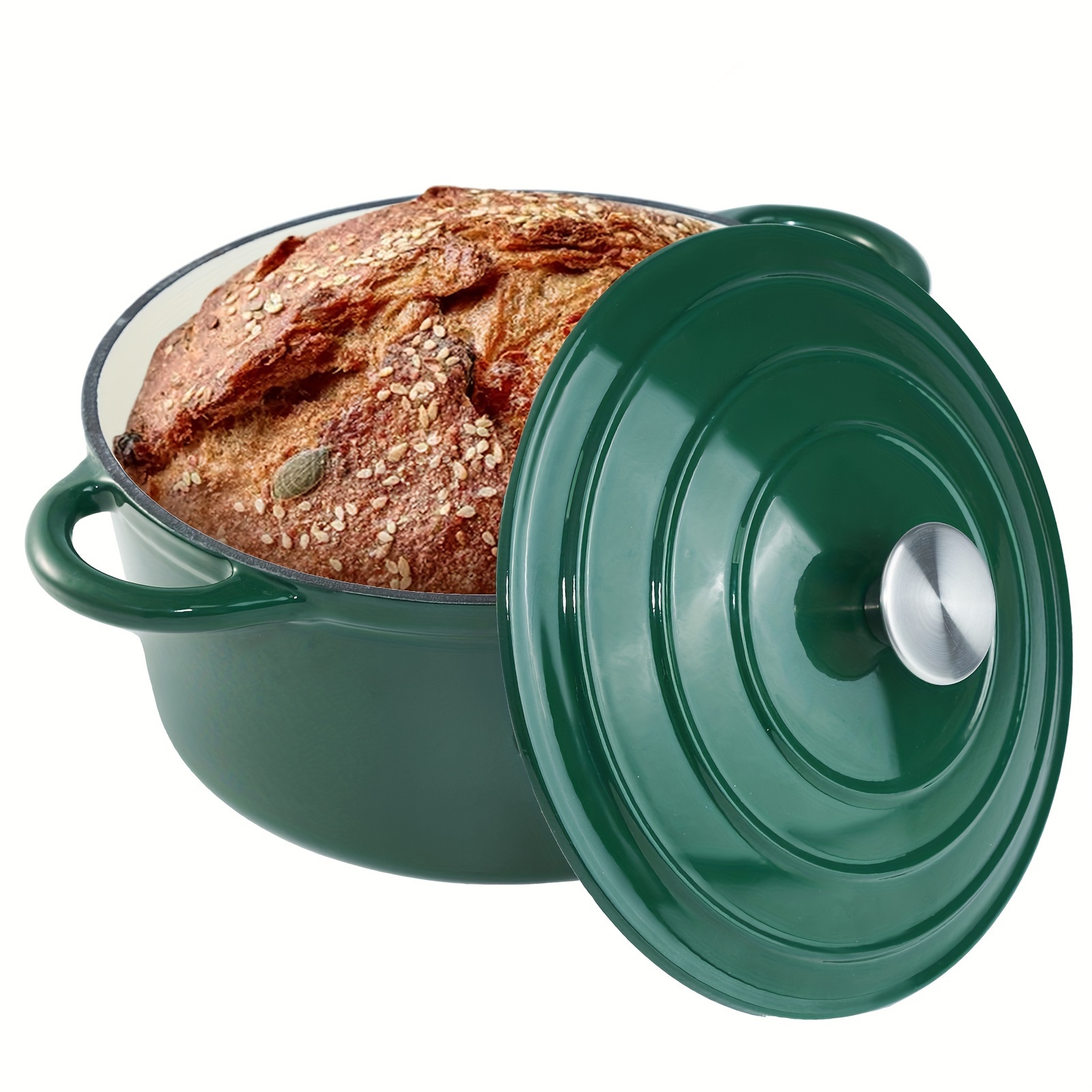 

6 Qt Enameled Dutch Oven Pot With Lid, Cast Iron Dutch Oven With Dual Handles For Bread Baking, Cooking, Non-stick Enamel Coated Cookware