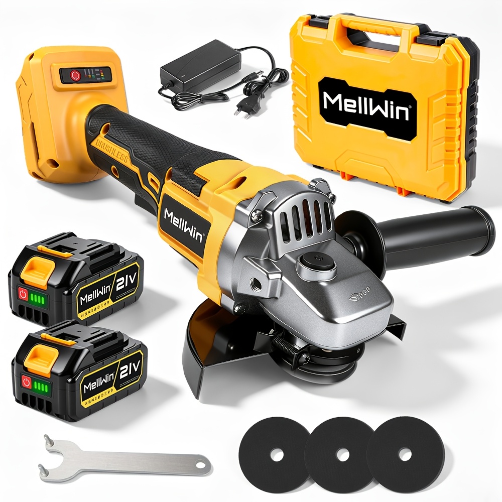 Image of Brushless Electric Angle Grinder, Rechargeable Grinding Power Tool, 3-speed Adjustable, Suitable For Home Improvement, Furniture Renovation Diy, Industrial Woodworking Polishing, Metal Grinding Scenes